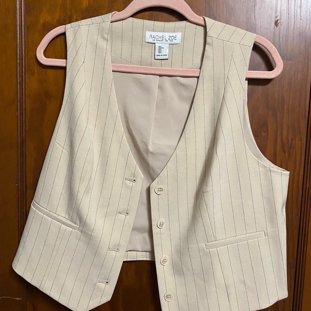 Rachel Zoe Cream Pinstripe Vest